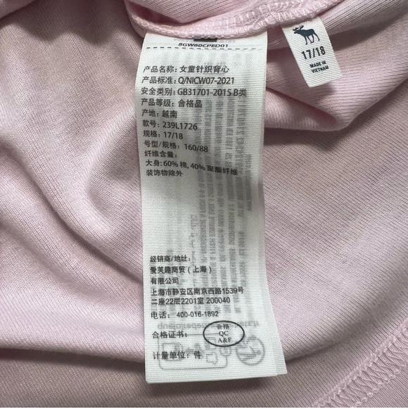 Abercrombie Kids Teens Soft Pink Round Neck Casual Tank Top Tee Shirt 17/18 - Picture 5 of 8